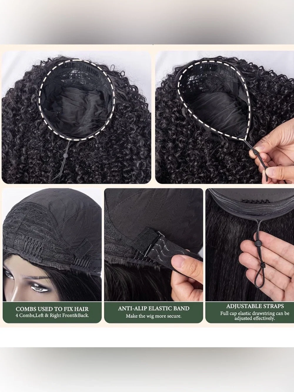 20” Synthetic‎ Kinky Curly 3-in-1 Half Wig 200% Density #067